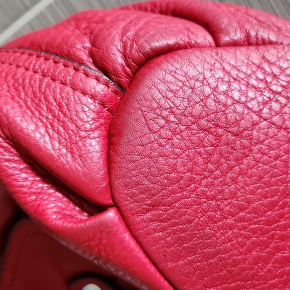 Lauren Ralph Lauren Red Pebbled Leather Bag - Picture 10 of 17